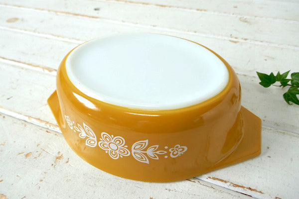 PYREX パイレックス バタフライゴールド オーバル型 ヴィンテージ キャセロール 耐熱容器