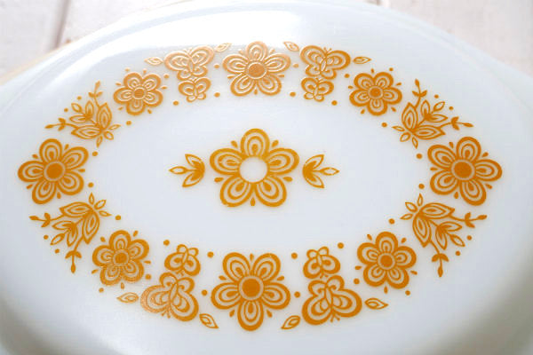 PYREX パイレックス バタフライゴールド オーバル型 ヴィンテージ キャセロール 耐熱容器