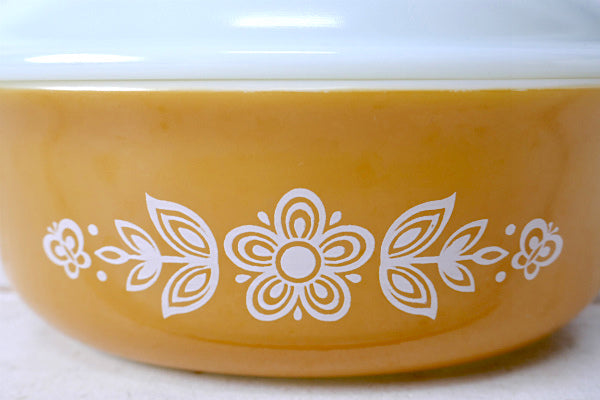 PYREX パイレックス バタフライゴールド オーバル型 ヴィンテージ キャセロール 耐熱容器