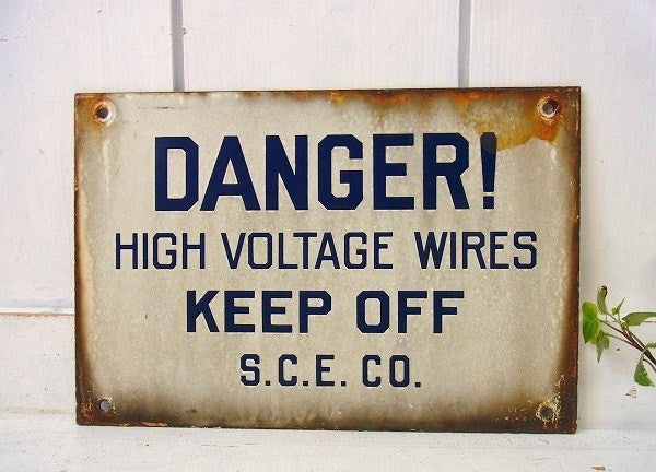 【DANGER/危険!】ホーロー製・ヴィンテージ・両面サインプレート/看板 USA