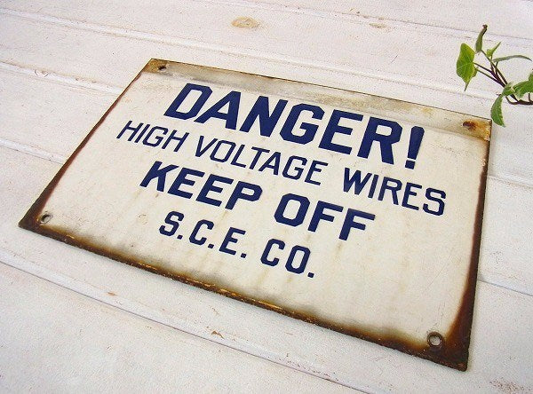 【DANGER/危険!】ホーロー製・ヴィンテージ・両面サインプレート/看板 USA