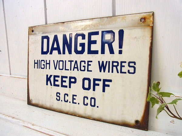 【DANGER/危険!】ホーロー製・ヴィンテージ・両面サインプレート/看板 USA