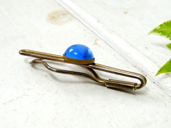 1940~50's 光り輝く US ブルー×ダブルライン・ヴィンテージ・タイピン・アクセサリー