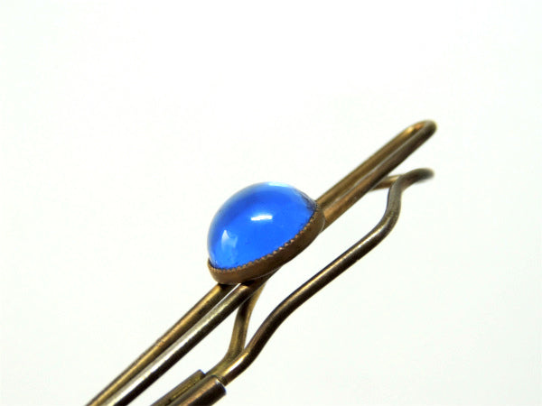 1940~50's 光り輝く US ブルー×ダブルライン・ヴィンテージ・タイピン・アクセサリー