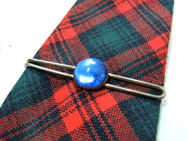 1940~50's 光り輝く US ブルー×ダブルライン・ヴィンテージ・タイピン・アクセサリー