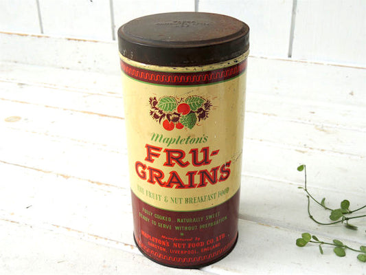 【FRU GRAINS・イギリス】フルーツ柄・シリアル・50's~ヴィンテージ・ティン缶/ブリキ缶