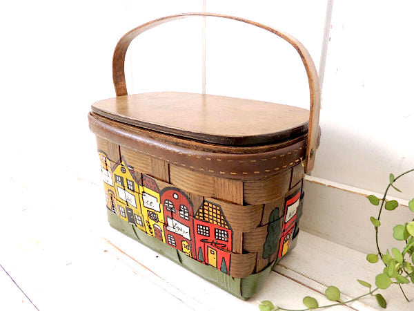 【Caro-Nan】1979年・アンティーク・カロナンバスケット/カゴバッグ/ハンドバッグ