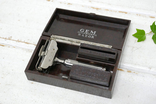 Gem Micromatic シングルエッジ ケース付 ヴィンテージ 髭剃り シェービング 替刃付
