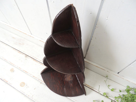 コーナーシェルフ レトロモダン 木製 3段式 アンティーク 飾り棚 ウォールシェルフ USA