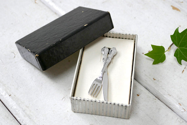 Myers Co フォーク&ナイフ シルバートーン ヴィンテージ タイピン タイクリップ 紳士 US