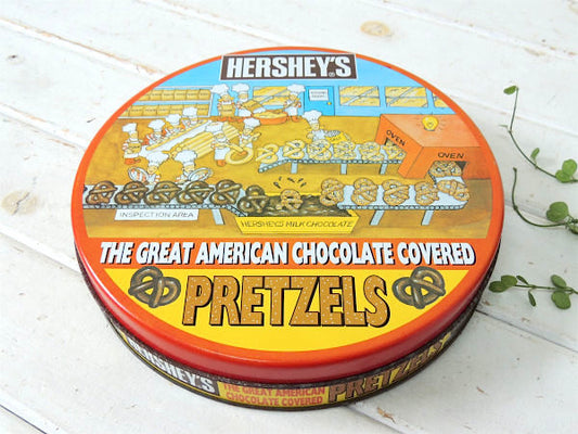 【HERSHEY'S】ハーシーチョコレート×プレッツェル・ヴィンテージ・ティン缶/ブリキ缶 USA