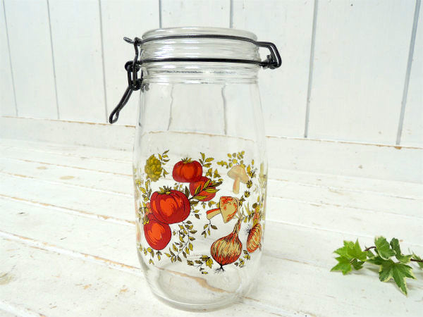 ARC フランス・ベジタブル・キノコ・70's ヴィンテージ・ガラスジャー・保存瓶・ガラス瓶 (大)