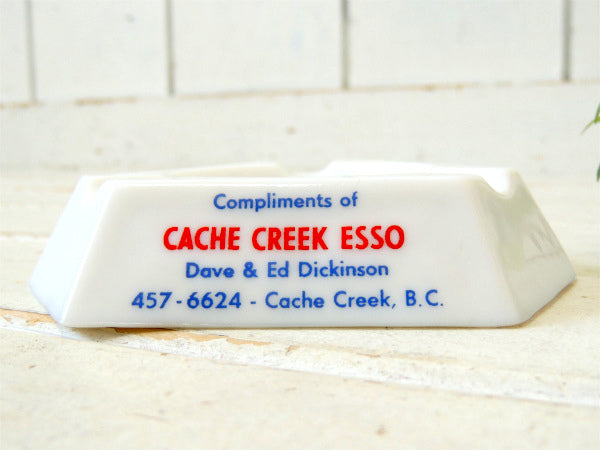 【ESSO】エッソ・六角形・アドバタイジング・ビンテージ・灰皿・アシュトレイ・ミルクガラス