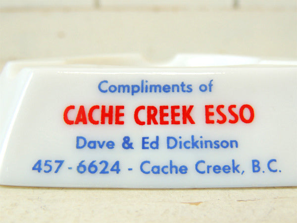 【ESSO】エッソ・六角形・アドバタイジング・ビンテージ・灰皿・アシュトレイ・ミルクガラス