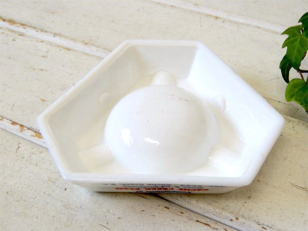 【ESSO】エッソ・六角形・アドバタイジング・ビンテージ・灰皿・アシュトレイ・ミルクガラス