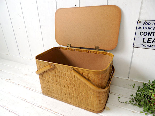 【Redmon・レドモンド】ヴィンテージ・ピクニックバスケット・ハンドル付き・アウトドア&キャンプ