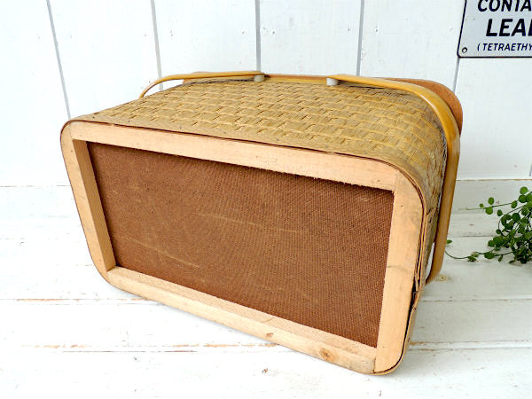 【Redmon・レドモンド】ヴィンテージ・ピクニックバスケット・ハンドル付き・アウトドア&キャンプ