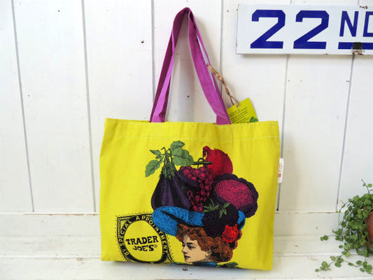 【トレーダージョーズ】Trader Joe's・貴婦人柄・コットン100%・エコバッグ/トートバッグ