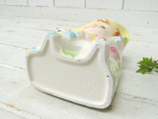 アメリカンビンテージ 木馬×カウガール 陶器製 ヴィンテージ ベビープランター 鉢 プランター 置物 インテリア