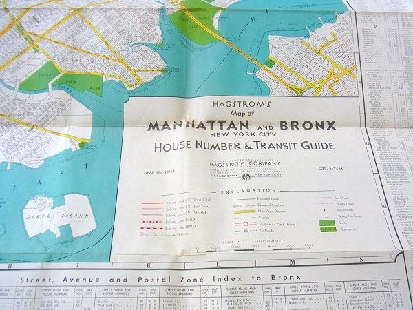 アメリカ NEW YORK 1950's~ ニューヨーク マンハッタン&ブロンクス・ヴィンテージ・マップ 地図 US