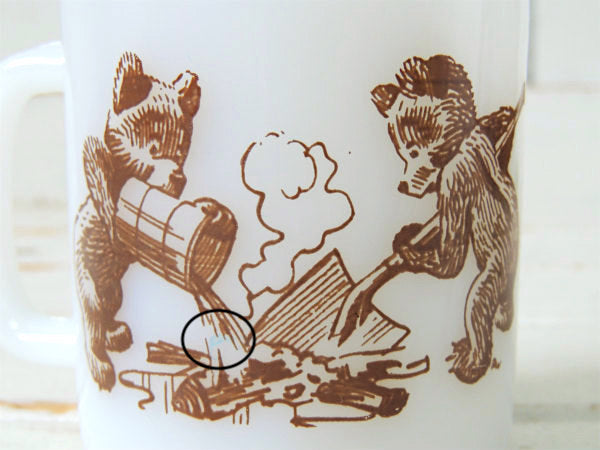 【スモーキーベア】グラスベイク・森林火災防止キャラクター・熊・ミルクガラス・ヴィンテージ・マグカップ