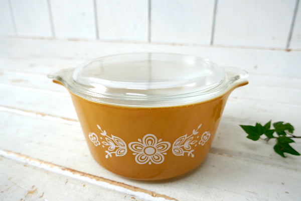 PYREX パイレックス バタフライゴールド 蓋付き ヴィンテージ シンデレラキャセロール 耐熱容器