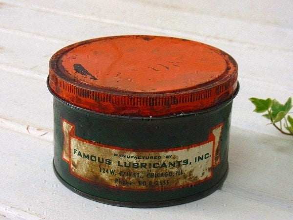 【FAMOUS LUBRICANTS】工業用の潤滑剤・ヴィンテージ・オイル缶/ティン缶　USA
