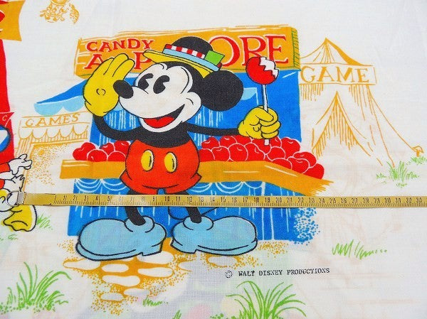 【OLD・ミッキーマウス】USA・ミッキー&フレンズ・お祭り柄・ヴィンテージ・ピロケース/枕カバー
