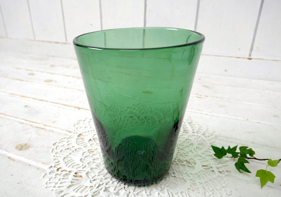 アボカドグリーン 緑 モダン ガラス製 ヴィンテージ フラワーベース 花瓶 花器 インテリア
