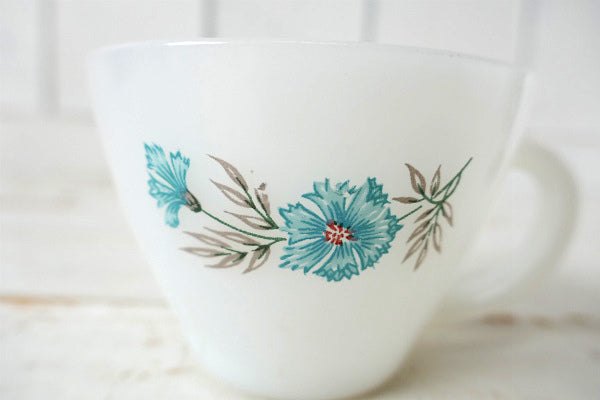 Fire King ファイヤーキング ボニーブルー 花柄 ヴィンテージ カップ&ソーサー  食器