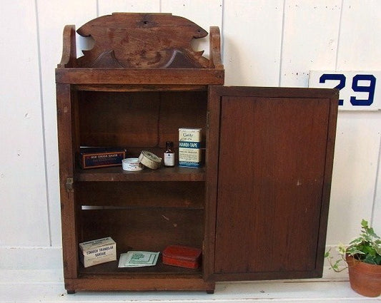 木製・アンティーク ウォールキャビネット・飾り棚・収納棚・USA 店舗什器