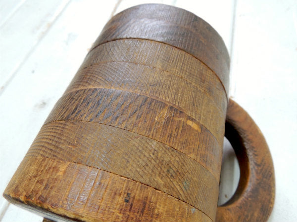 【アーリーアメリカン】木製・アンティーク・マグカップ・ビアジョッキ・ビアマグ・樽・ペン立て USA