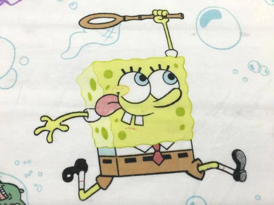 【スポンジボブ】イカルド&プランクトン・シャボン玉柄・ユーズドシーツ(フラットタイプ)