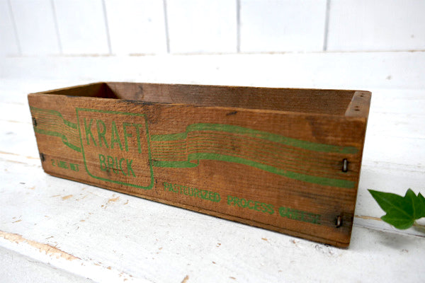 KRAFT BRICK クラフト・ロゴ・木製・アンティーク・チーズボックス 木箱 USA パッケージ