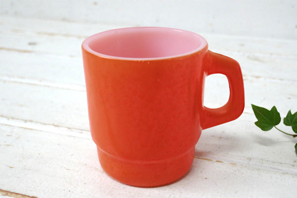 FireKing ファイヤーキング オレンジ スタッキング マグカップ ヴィンテージ 食器 USA