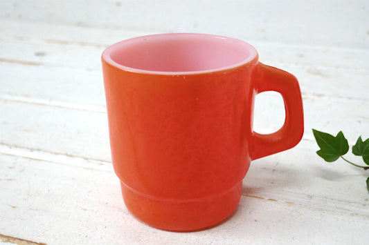 FireKing ファイヤーキング オレンジ スタッキング マグカップ ヴィンテージ 食器 USA