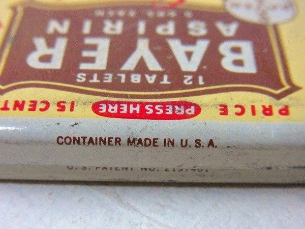 BAYER 薬の小さな ヴィンテージ ティン缶 タブレット缶　USA