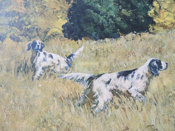 【風景画・犬・額縁】USA・ヴィンテージ・木製フレーム・壁飾り・アートフレーム