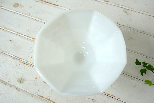 アンカーホッキング ぶどう柄 ミルクガラス 8角形 脚付き 60's ヴィンテージ フルーツボウル