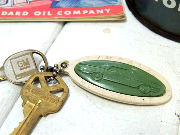 【1960's~・インパラ・IMPALA・シボレー】ヴィンテージ・キーホルダー・古鍵2本付き