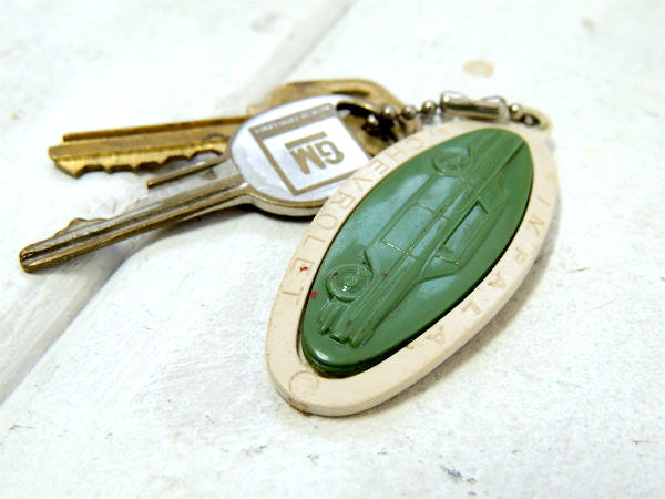 【1960's~・インパラ・IMPALA・シボレー】ヴィンテージ・キーホルダー・古鍵2本付き