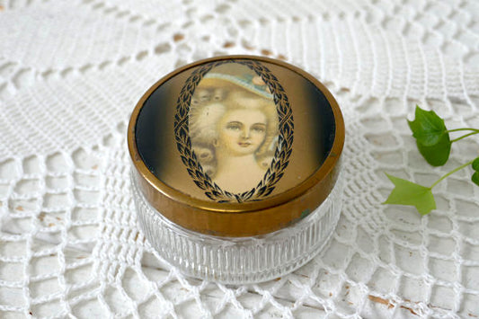 ヴィクトリアン 女性 ヴィンテージ パウダーケース クリームジャー ガラス容器 パヒュームジャー