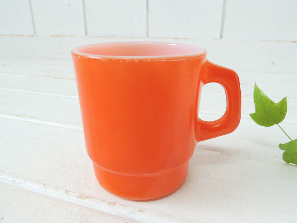 【Fire King】ファイヤーキング・オレンジ色・スタッキング・マグカップ・USA