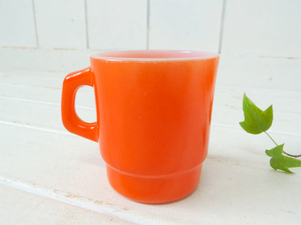 【Fire King】ファイヤーキング・オレンジ色・スタッキング・マグカップ・USA