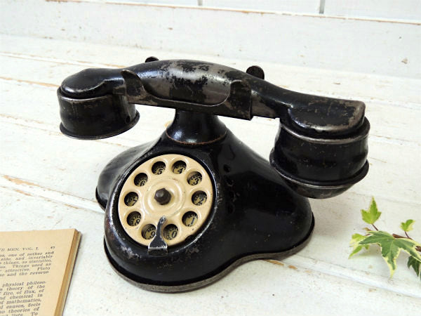 ノスタルジック・ブリキ製・おもちゃ・30s アンティーク・黒電話・TOY・電話機・オモチャ USA