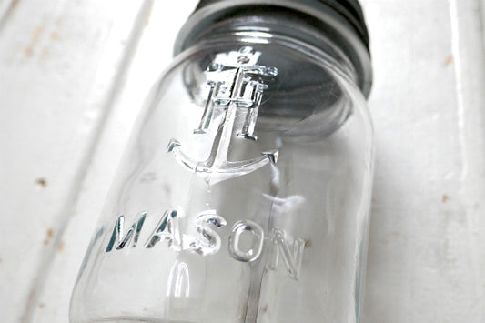 【アンカーホッキング】イカリマーク・クリア・ヴィンテージ・メイソンジャー・ガラス瓶・ガラスジャー