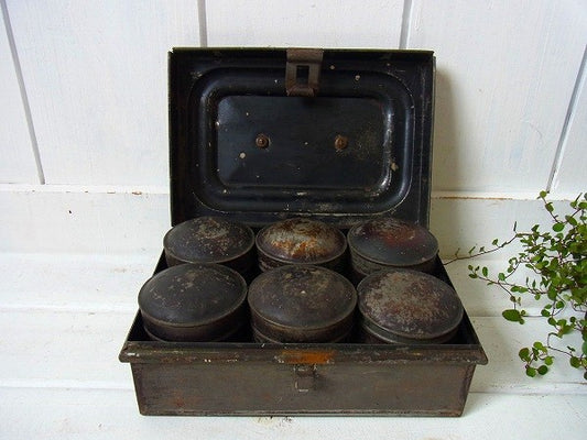 古いスパイス缶6個入り・アンティーク・ブリキ箱/ブリキケース USA