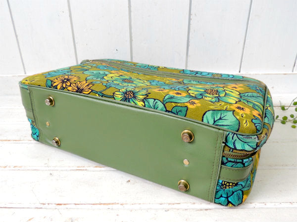 【Bantam Travelware】レトロな花柄・鍵付き・ヴィンテージ・スーツケース/旅行カバン