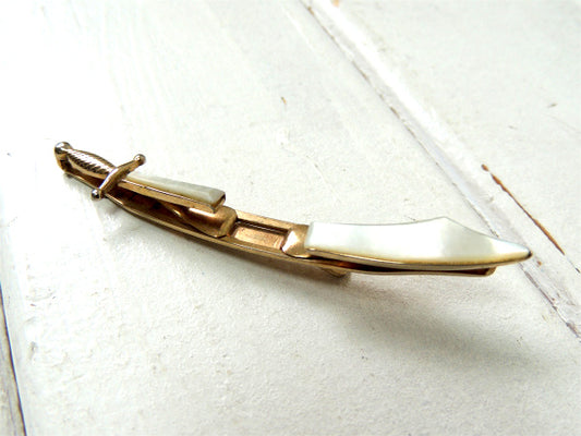 SWANK 剣 モチーフ アンティーク&ヴィンテージ タイピン ゴールド×天然パール貝