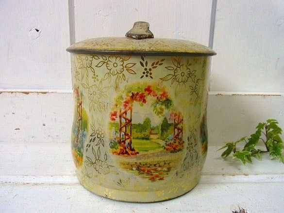 イギリス製・蓋付き・アンティーク・ティン缶/ブリキ缶　USA